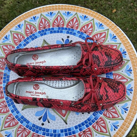 Marc Joseph NY Sz 7.5 Cypress Hill Genuine Red Viper Snake Leather Loafers RARE - Picture 10 of 10